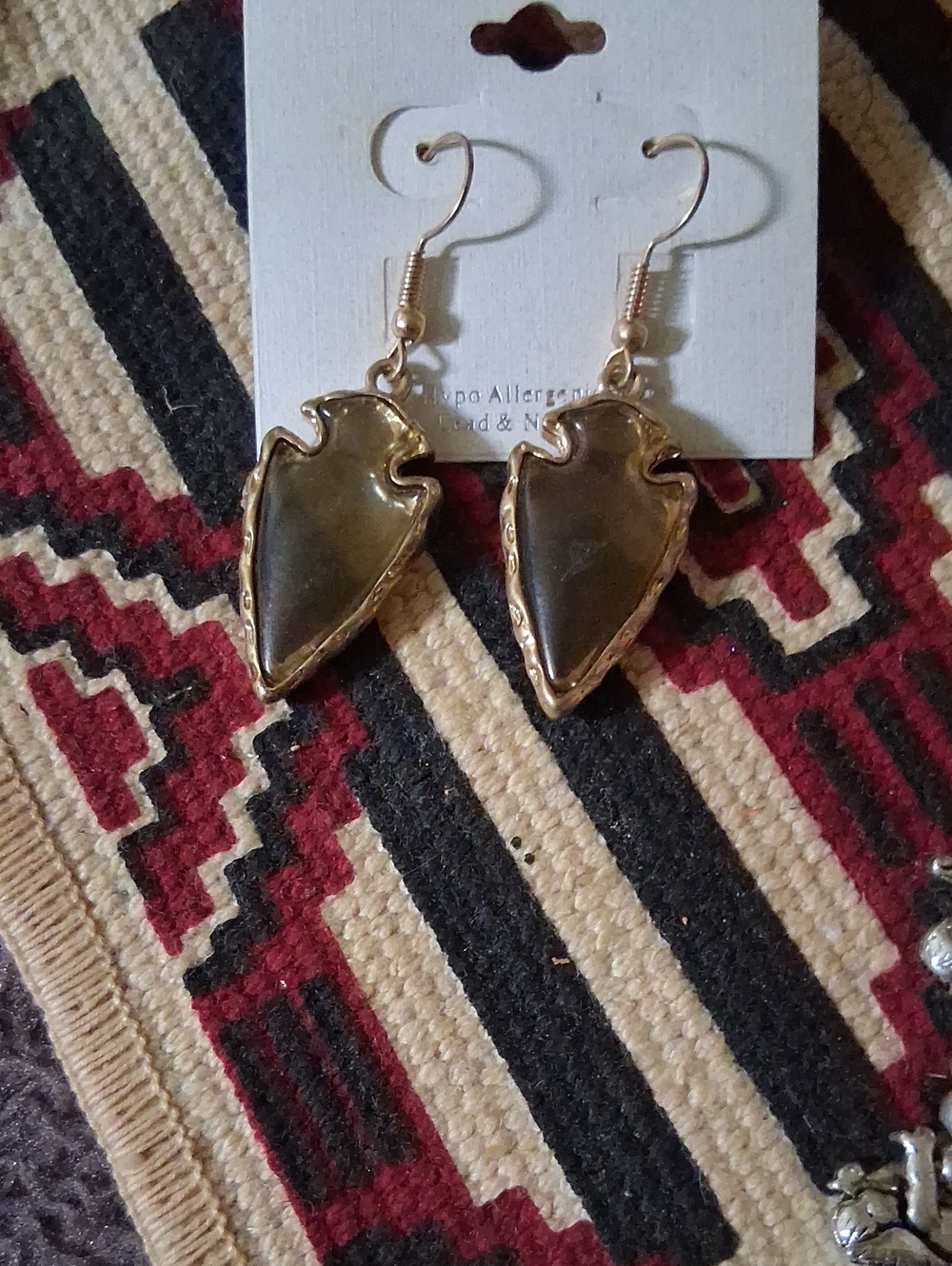 Gold Arrowhead Drop Earrings - Unbranded